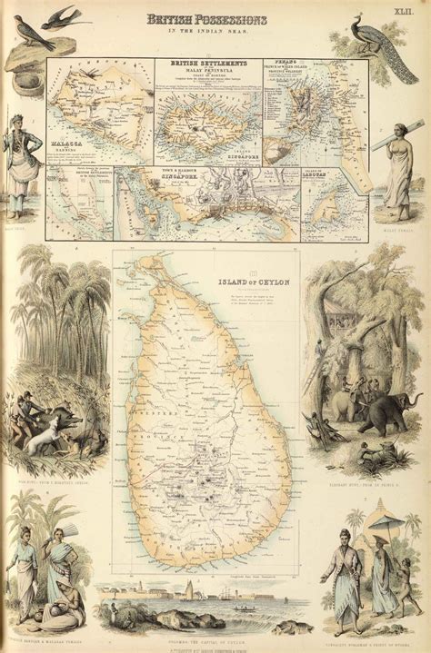 Ceylon 1872 Fullarton Atlas Vintage Maps Antique Map Vintage Wall