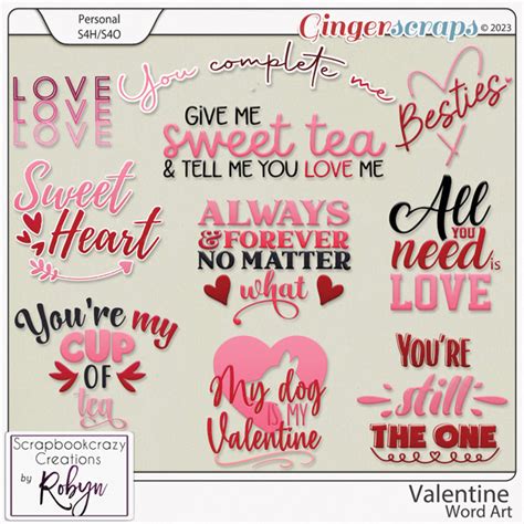 Gingerscraps Word Art Valentine Word Art By Scrapbookcrazy Creations