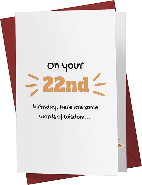 Funny 22nd Birthday Card Hilarious 22 Years Old Anniversary Card Happy 22nd