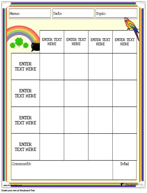 Rubric Portrait Color 1 Storyboard Por Worksheet Templates