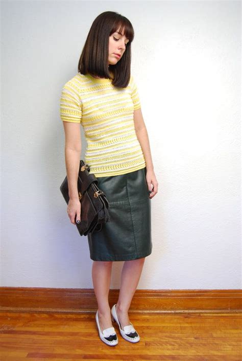Vintage 1980s Hunter Green Leather Skirt Pencil Skirt Etsy