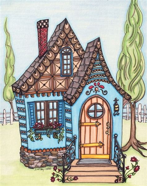 Whimsy House Zentangle Inspired Art House Illustration