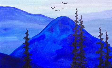 Paint It Blue Easy Mountains Acrylic Tutorial Asl Easy Canvas