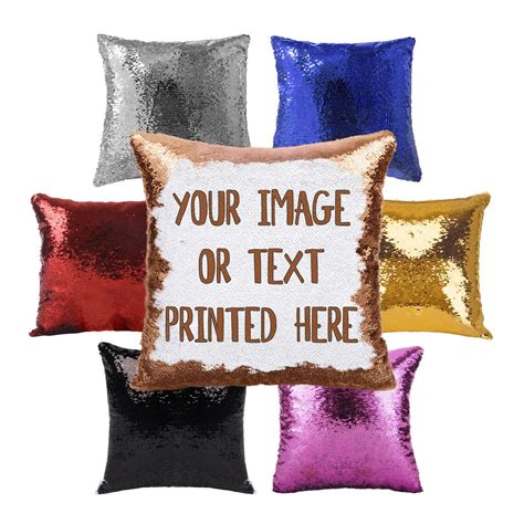 Custom Image Text Pillow Personalized Sequin Pillow Custom Etsy