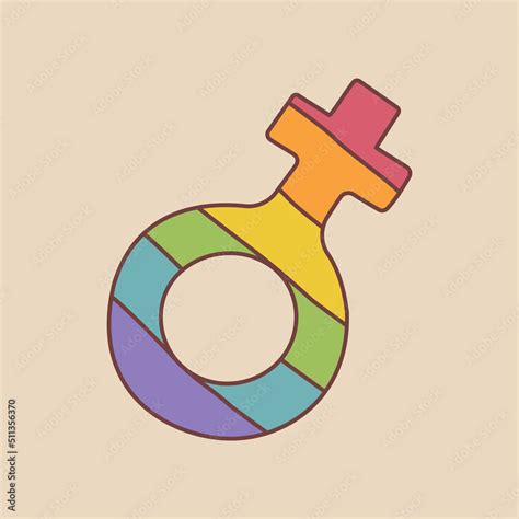 Lgbt Rainbow Female Gender Symbol In Doodle Style Isolated Vector Illustration Pride Rainbow