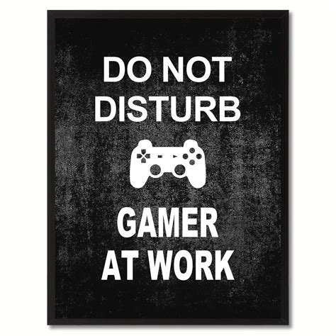 Don T Disturb Gamer Funny Sign Black Canvas Print With Picture Frame