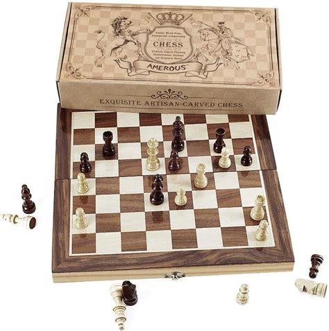 Amerous Chess Set 12x12 Folding Wooden Standard Travel International