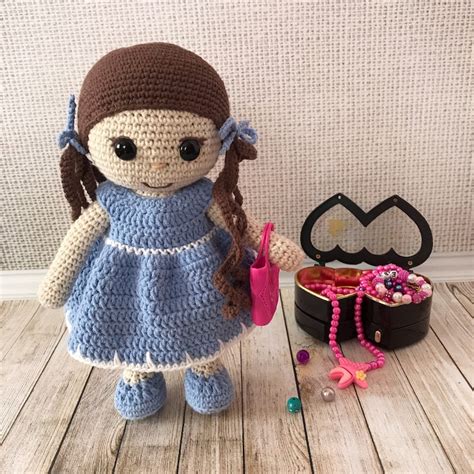 Crochet Doll Pattern Doll Amigurumi Cute Doll In A Dress Etsy