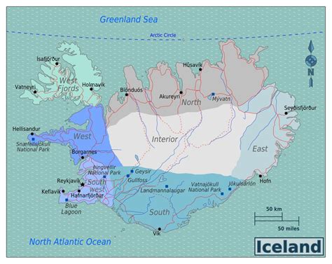 Large Regions Map Of Iceland Iceland Europe Mapsland Maps Of