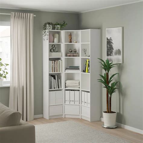 Billy Bookcase Combinationcrn Solution White Ikea In 2021 Corner