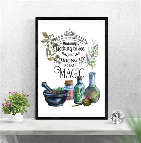 Kitchen Witch Poster Witch Sign Stirring Up Some Magic Spells Etsy Uk