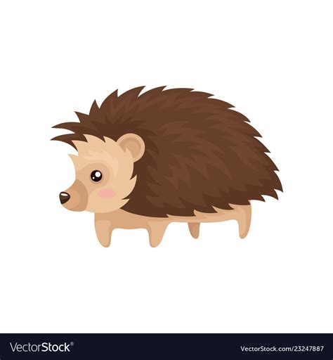 Lovely Hedgehog Prickly Animal Cartoon Character Vector Image