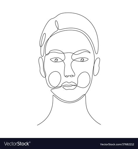 Continuous Line Drawing Beautiful Womans Face Vector Image