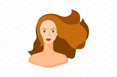 Illustration Of Girl With Brown Hair Vector Graphics ~ Creative Market