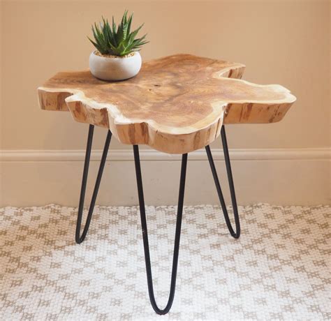 Just call me the crazy coffee table lady. Rustic Wood Slice Coffee Table on Hairpin Legs in 2020 ...