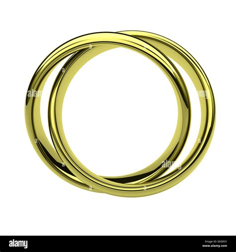 Two Golden Rings Chain Picture Frame Isolated On White Background Stock