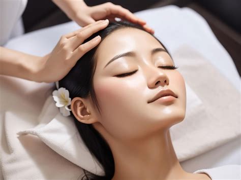Premium Ai Image Relaxed Asian Woman Enjoying Facial Massage With Closed Eyes In Beauty Salon