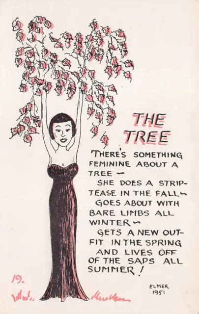 Elmer Anderson Comic Tree Beauty Girl Striptease Nude Shoulders Vtg Postcard Q5 885 Picclick