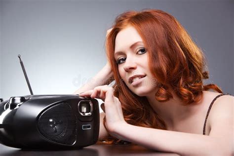 Young Woman Listening Radio Stock Image Image Of Hair Close 13640659