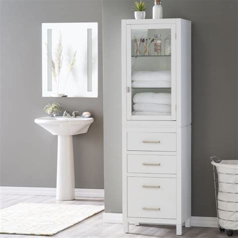 The upper cabinet features two doors and two interior shelves for shampoos, lotions and nail polish; Tall Bathroom Cabinets Freestanding Ikea | Tall bathroom ...