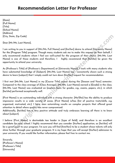 Recommendation Letter From Professor Pack Of 5 Letter Of Recommendation Lettering