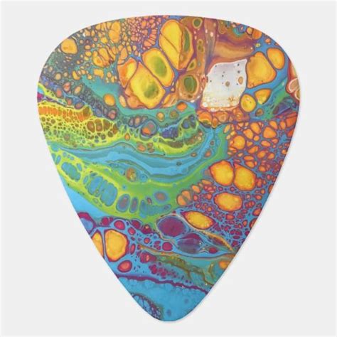 Colorful Abstract Acrylic Pour Guitar Pick In 2021