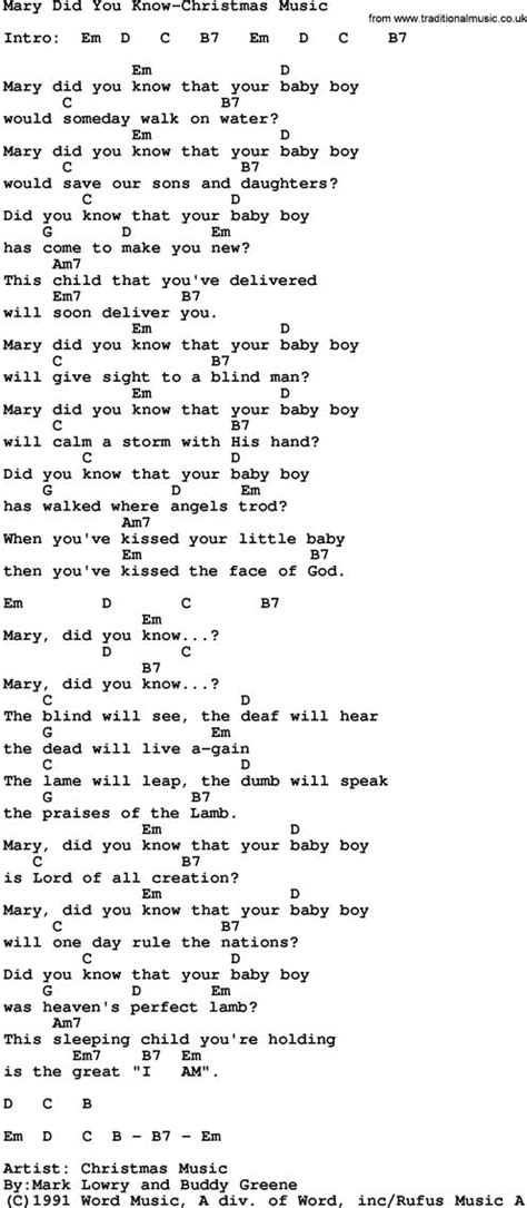 Free Printable Lyrics To Mary Did You Know Printable Templates