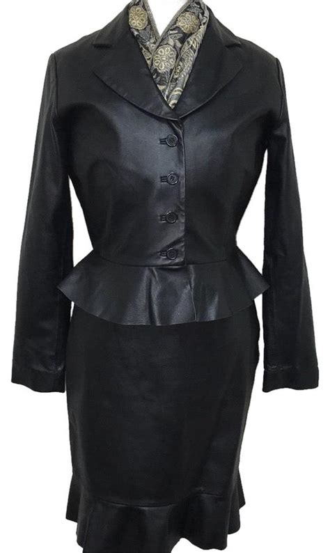 Bagatelle Black Leather Skirt Suit Size 10 M Tradesy