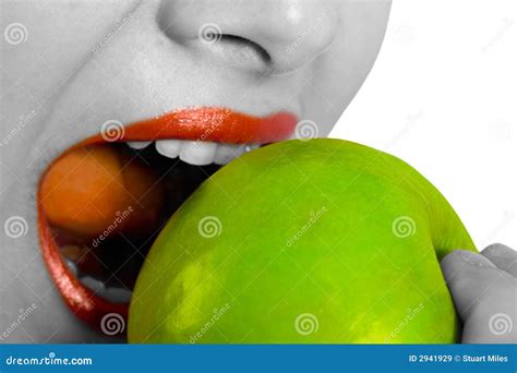 Woman Biting Apple Stock Image Image Of Lips Nutrition 2941929