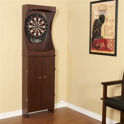 Outlaw Free Standing Dartboard And Cabinet Set Cherry Finish