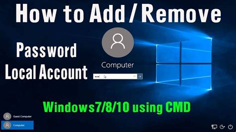 How To Add Remove Password Local Account On Windows 7810 By Cmd