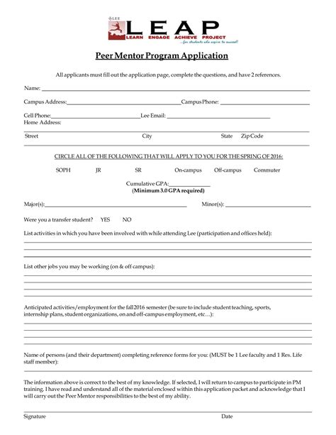 Peer Mentor Application Form How To Create A Peer Mentor Application