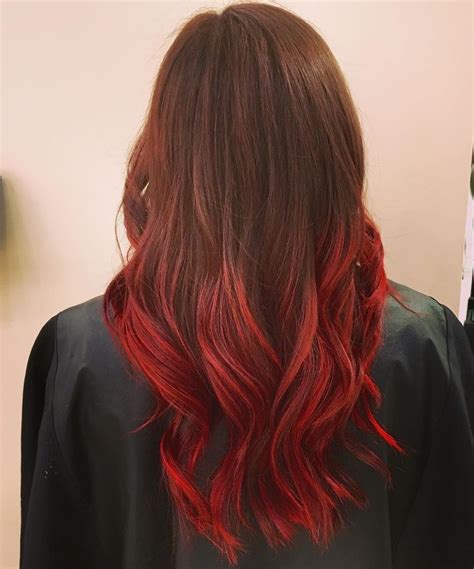 Red Hair Ends Red Ombre Hair Dyed Red Hair Hair Color Dark Blonde