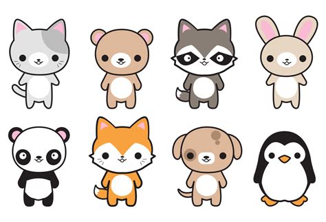 Set of cute cartoon animals. Premium Vector Clipart Cute Animals by LookLookPrettyPaper