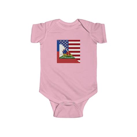 Baby Haitian American Flag Onesie Half Haiti Usa Baby Boy Etsy