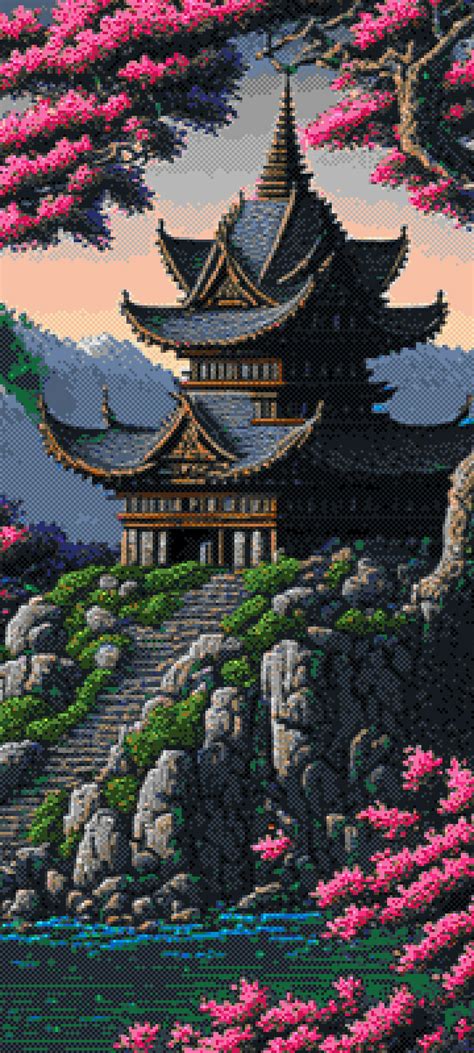 720x1600 Artistic Pixel Art Fantasy Town 720x1600 Resolution Wallpaper