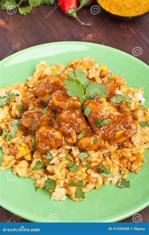 Madras Chicken Indian Curry Naan Bread Dhal Dal Food Meal Royalty Free