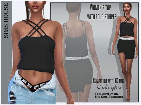 Womens Top With Four Stripes By Sims House At Tsr Sims 4 Updates