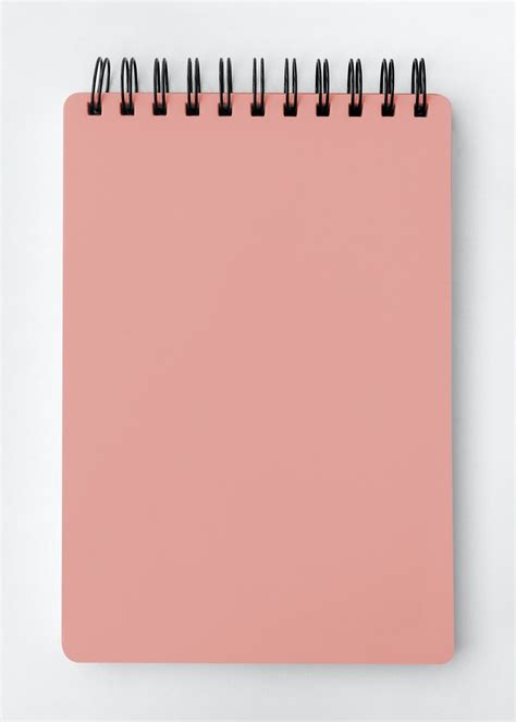 Blank Pink Ruled Notebook Mockup On A White Table Free Image By