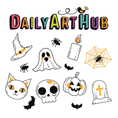 Halloween Outline Sketch Clip Art Set Daily Art Hub Free Clip Art