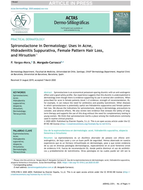 Pdf Spironolactone In Dermatology Uses In Acne Hidradenitis