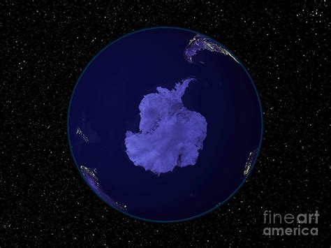 Antarctica From Space At Night By Marit Jentoft Nilsen