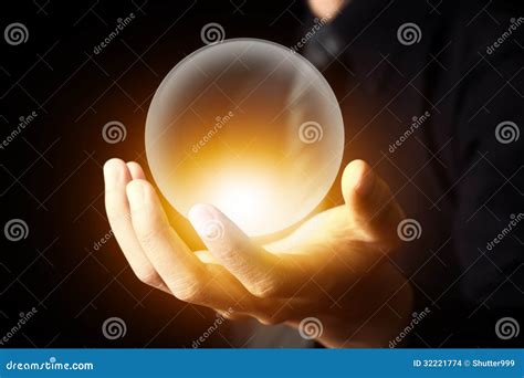 Businessman Hand Holding A Crystal Ball Stock Photo Image Of Hands
