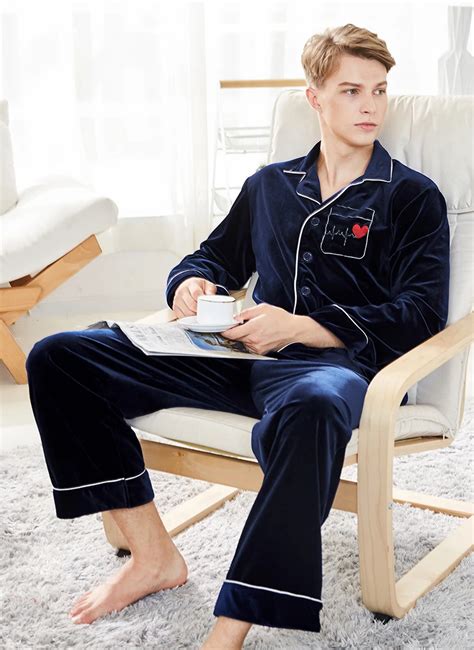Sofie Autumn Kingly Valuable Pleuche Silk Male Pajama Set Full Sleeve Male Pajamas Silk