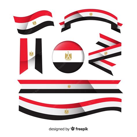 Premium Vector Egyptian Flag Collection With Flat Design