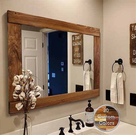 Amazon Com Natural Rustic Wood Framed Mirror Available In 4 Sizes And