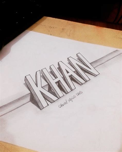 Khan 3d Name Drawing Artist 👉 Asad Afridi Youtube Facebook