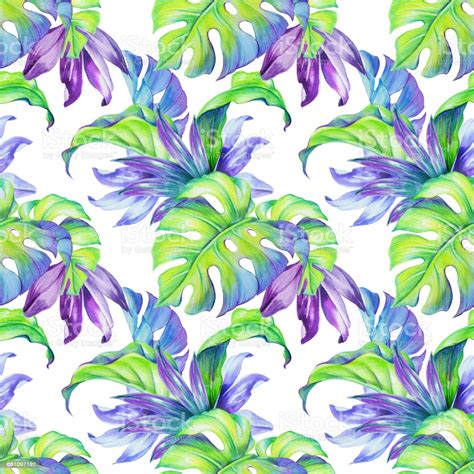 Download Seamless Jungle Pattern Exotic Nature Wallpaper Watercolor ...