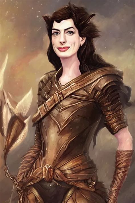 Anne Hathaway Portrait As A Dnd Character Fantasy Art Stable