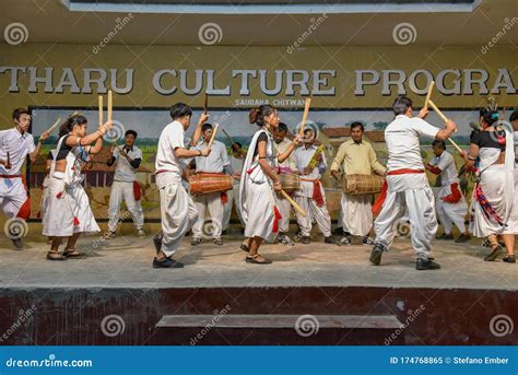 Traditional Tharu Dance At Sauraha In Nepal Editorial Image Image Of
